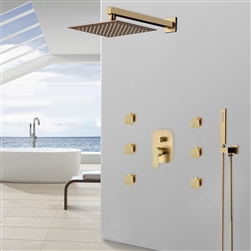 Napoli Luxury Brass Brushed Gold Wall Mount Rainfall Shower System